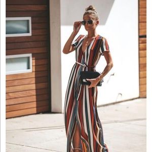 Oasis Bardot wrap ss wrap striped dress L